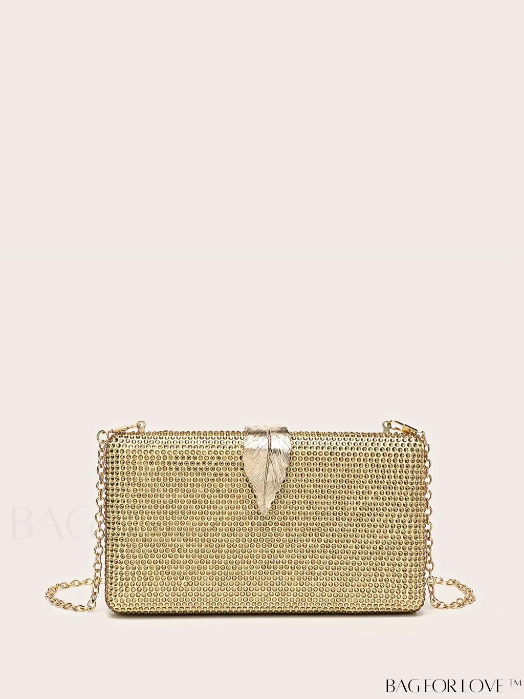 BagForLove - Stylish Rhinestone Square Leaf Evening Bag - Compact and Elegant