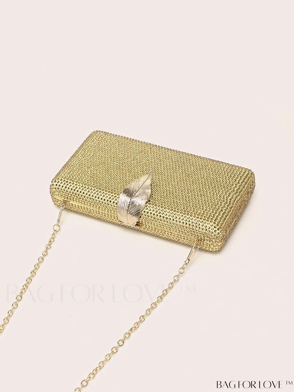 BagForLove - Stylish Rhinestone Square Leaf Evening Bag - Compact and Elegant