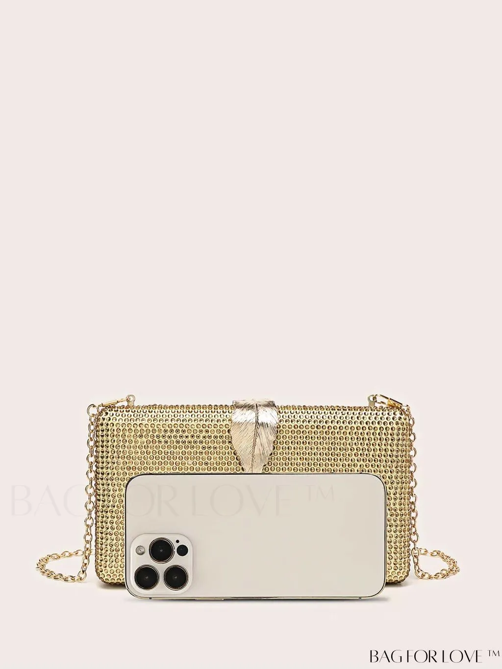 BagForLove - Stylish Rhinestone Square Leaf Evening Bag - Compact and Elegant