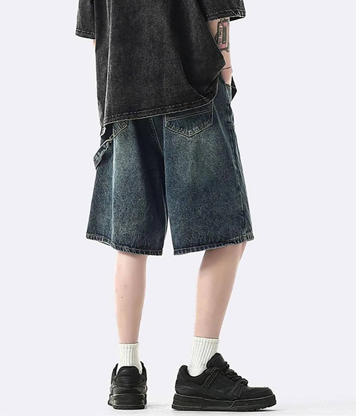Baggy Jean Shorts for Women Jorts Y2k Low Rise Wide Leg Denim Shorts Goth Summer Jeans Loose Streetwear Retro Blue