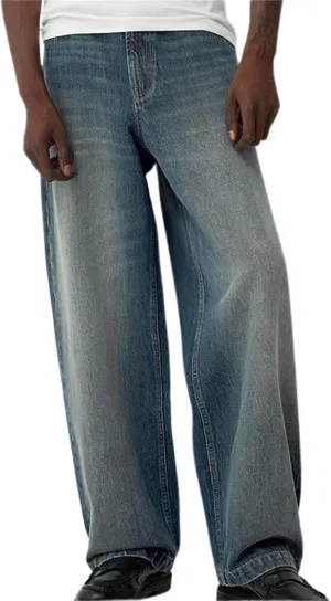 Baggy Jeans for Men Streetwear Hip Hop Vintage Wide Leg Loose Fit Denim Pants Skater Distressed Jeans Trousers