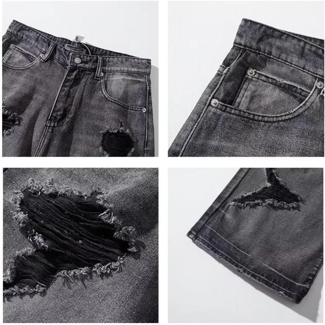 Baggy Jeans for Women Men Ripped Straight Leg Pants High Waisted Distressed Jeans Y2K Grunge Summer Clothes.