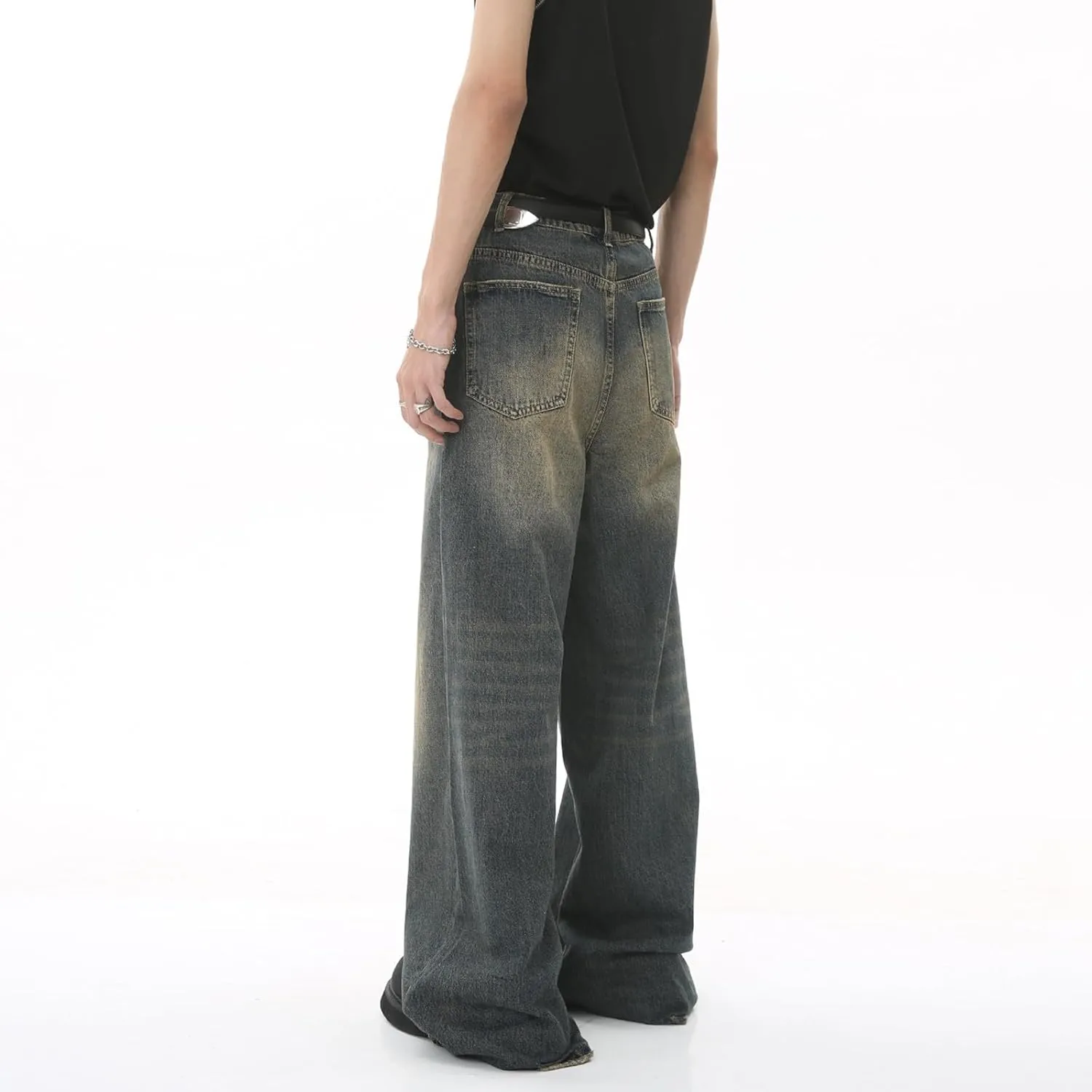 Baggy Jeans Men Relaxed Fit Retro Jeans for Men Loose Fit Y2K Hip Hop Casual Harajuku Denim Pants Vintage Streetwear