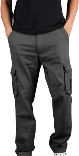 Baggy Pants for Men 2023 Casual Multi Pockets Solid Cargo Pant Athletic-Fit Buckle Zipper Sweatpants Trousers