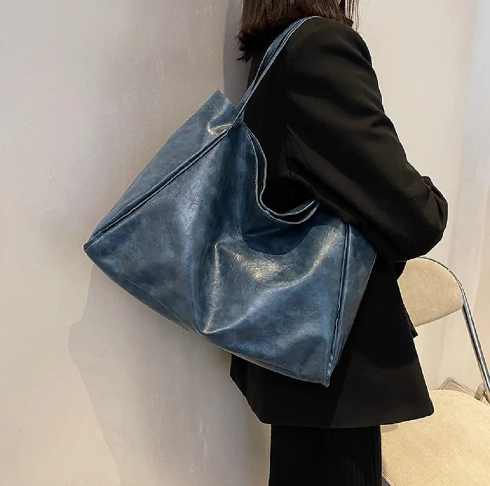 BAKUN Oversize Large Faux Leather Women Tote Handbag Big Capacity Laptop Shoulder Bag, Shopper Handbag for School Work Travel