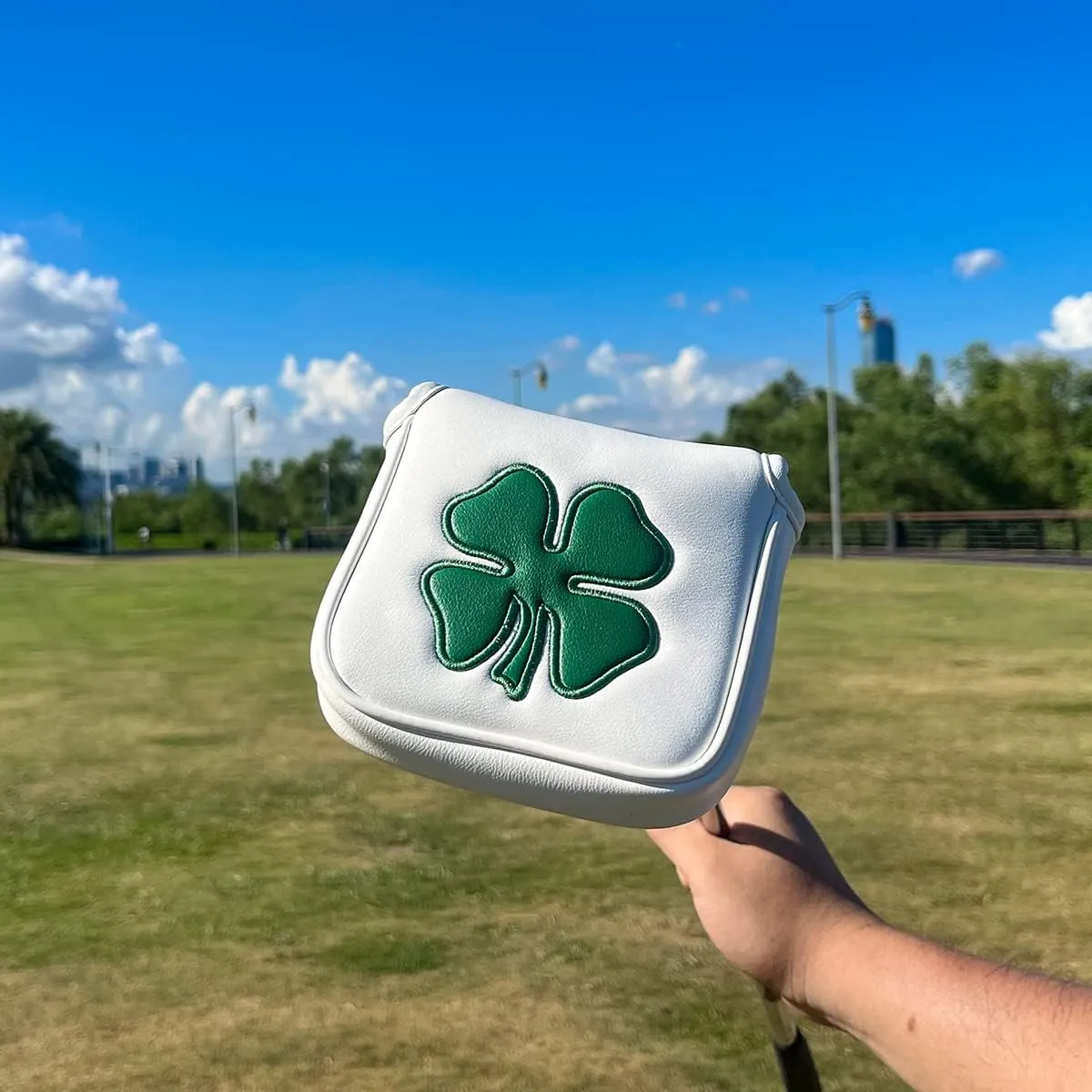 barudan golf Lucky Shamrock Heel Shaft Mallet Cover Square Mallet Putter Cover Headcover Magnetic for Scotty Cameron 6M DB Taylormade Spider S Ping