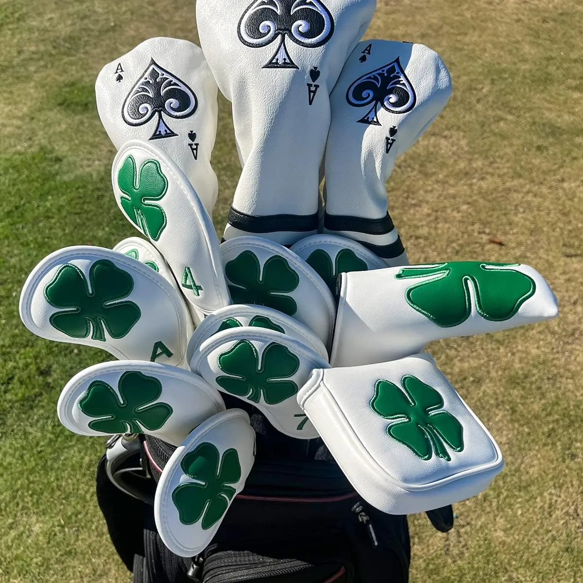 barudan golf Lucky Shamrock Heel Shaft Mallet Cover Square Mallet Putter Cover Headcover Magnetic for Scotty Cameron 6M DB Taylormade Spider S Ping