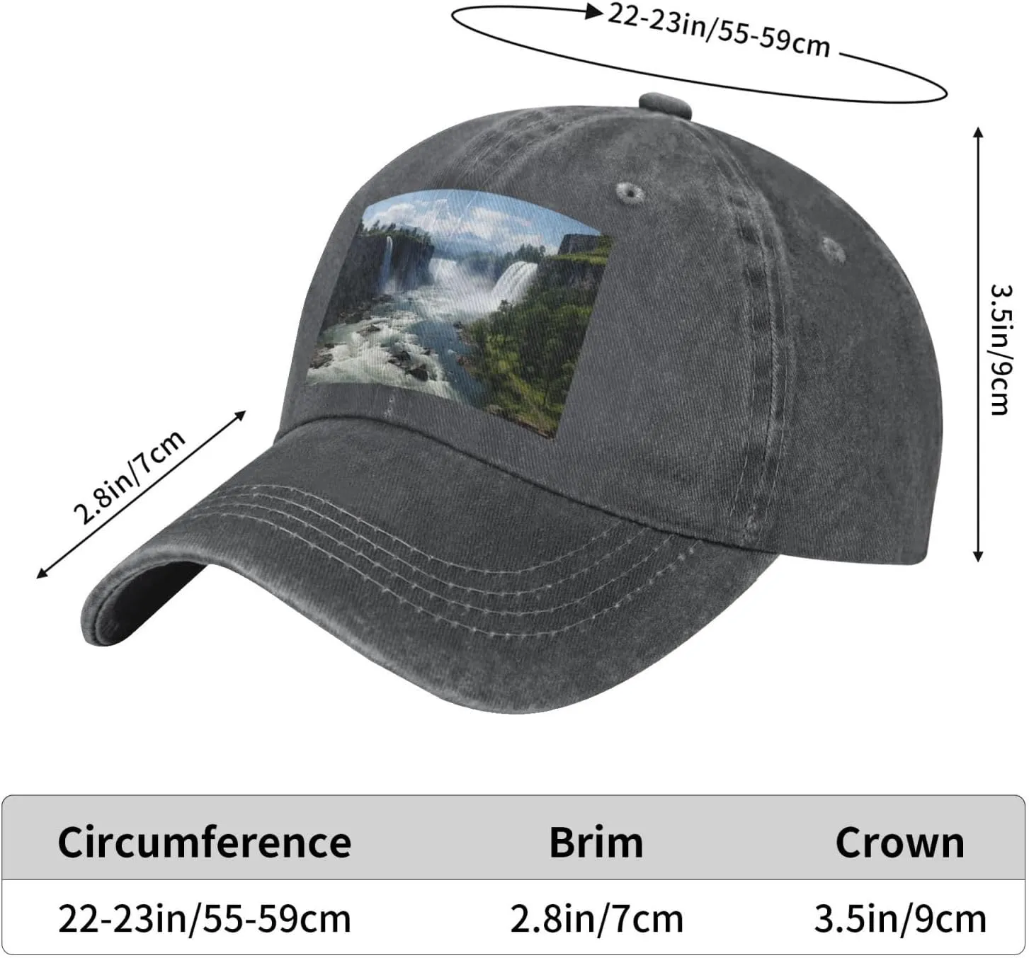 Baseball Cap for Women Men Cowboy Dad Hat Falls and Mountain Forest Baseball Hat Adjustable Trucker Hat