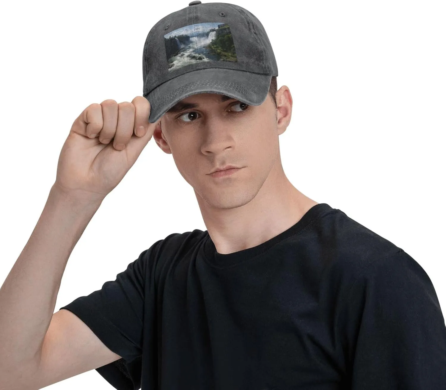 Baseball Cap for Women Men Cowboy Dad Hat Falls and Mountain Forest Baseball Hat Adjustable Trucker Hat