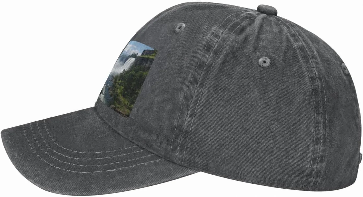 Baseball Cap for Women Men Cowboy Dad Hat Falls and Mountain Forest Baseball Hat Adjustable Trucker Hat