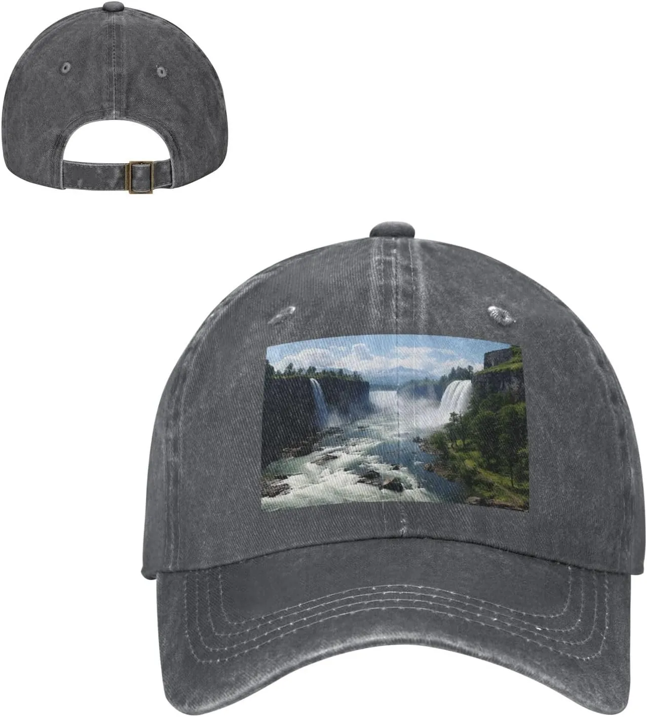 Baseball Cap for Women Men Cowboy Dad Hat Falls and Mountain Forest Baseball Hat Adjustable Trucker Hat
