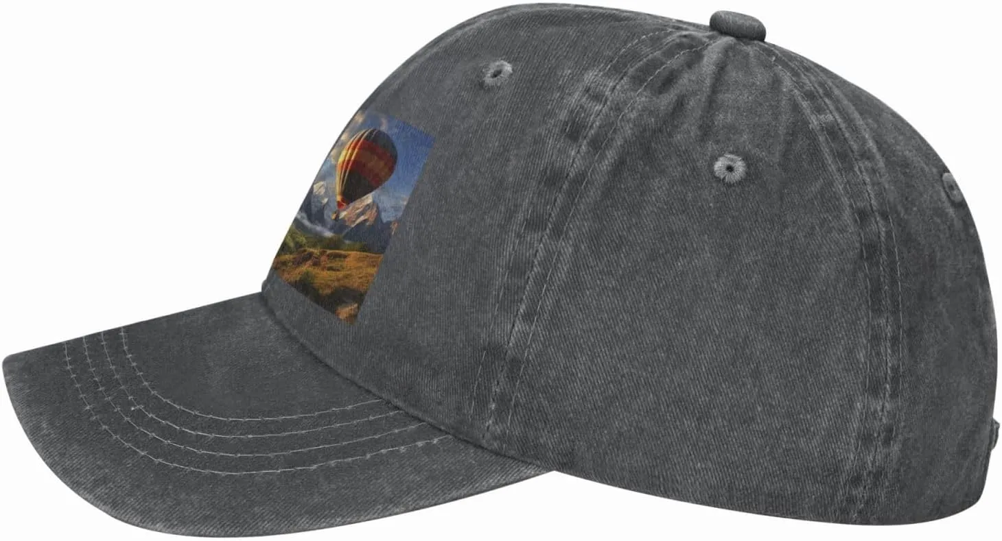 Baseball Cap for Women Men Cowboy Dad Hat Mountain Hot Air Balloon Baseball Hat Adjustable Trucker Hat