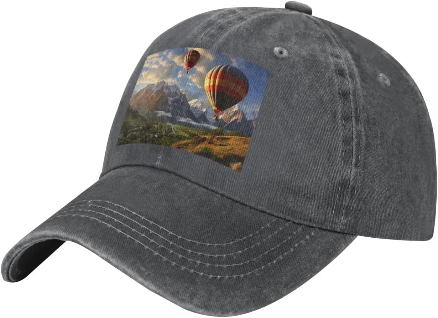 Baseball Cap for Women Men Cowboy Dad Hat Mountain Hot Air Balloon Baseball Hat Adjustable Trucker Hat