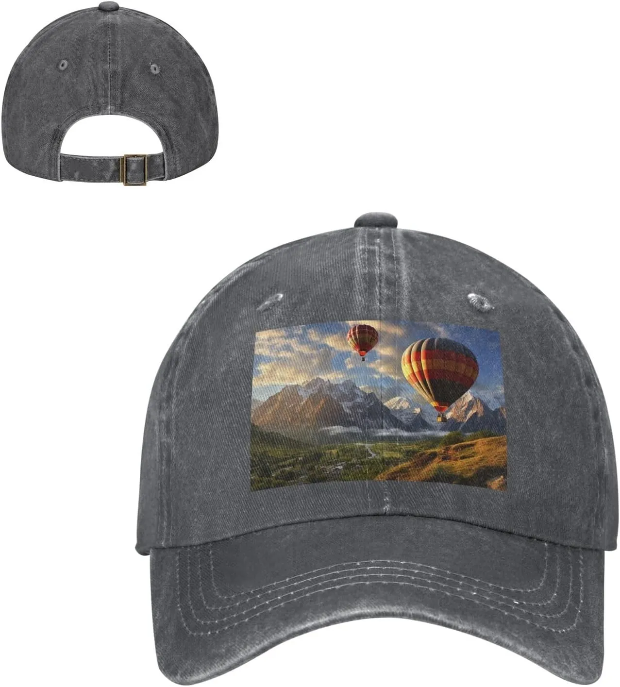 Baseball Cap for Women Men Cowboy Dad Hat Mountain Hot Air Balloon Baseball Hat Adjustable Trucker Hat