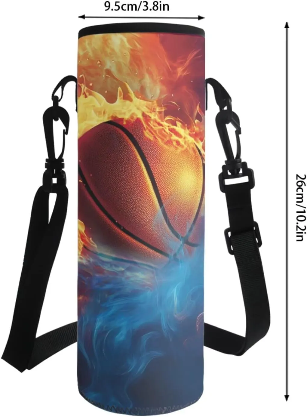 Basketball Fire Print 4-in-1 Backpack Set for Student Multifunctional School Bookbag Set with Lunch Box Pencil Case Water Bottle Sleeve, Waterproof Kids Travel Bookbag
