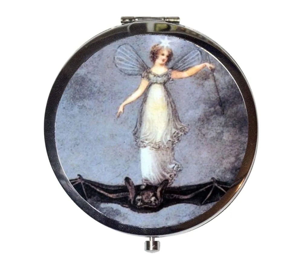 Bat Rider Compact Mirror Goth Storybook Fairy Tale Fairytale Pocket Size for Makeup Cosmetics