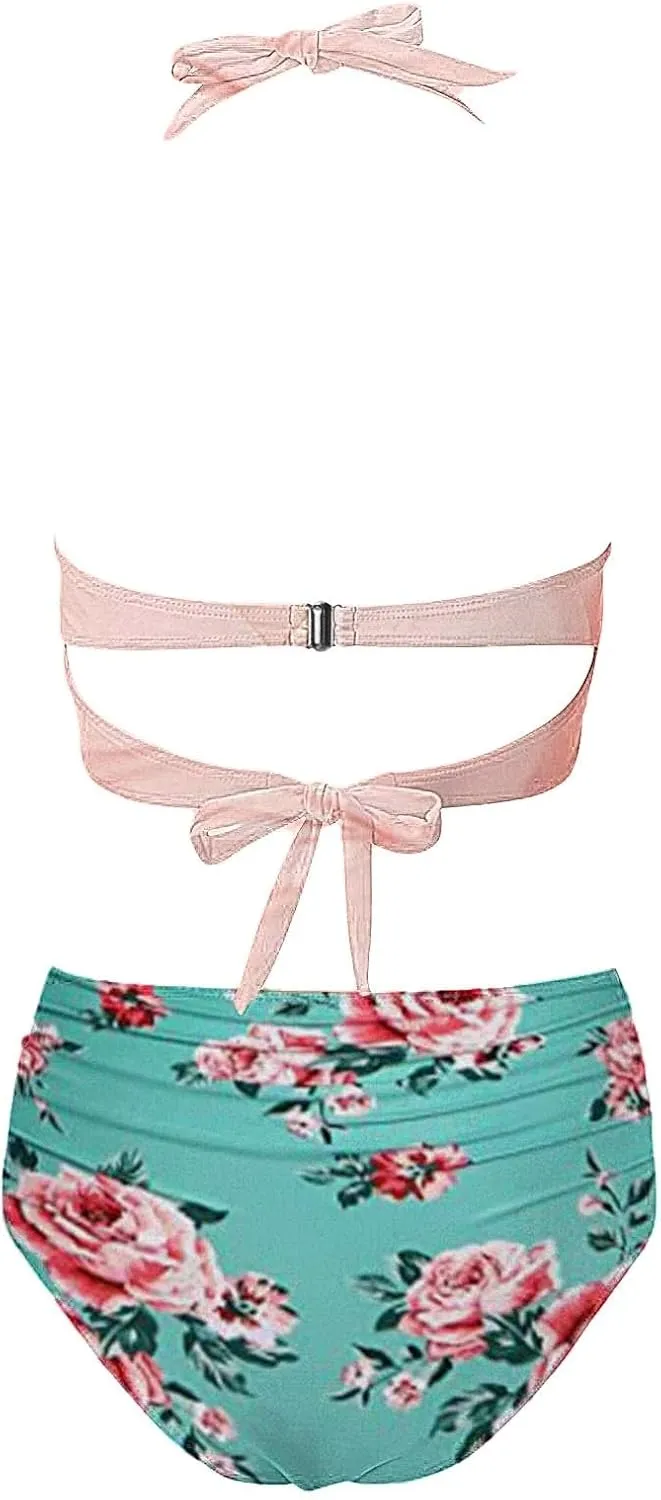Bathing Suits Swimsuit with Breast Separate Bow Bikini Without Brackets Ruched Tummy Control Bathing Suits Swimsuit