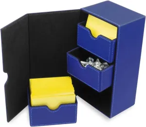 BCW Deck Vault-LX 200 - Blue | Premium Card Deck Box with 100 Sleeved Card Capacity, Magnetic Closure, and Dice Tray | For Magic Commander, Pokemon