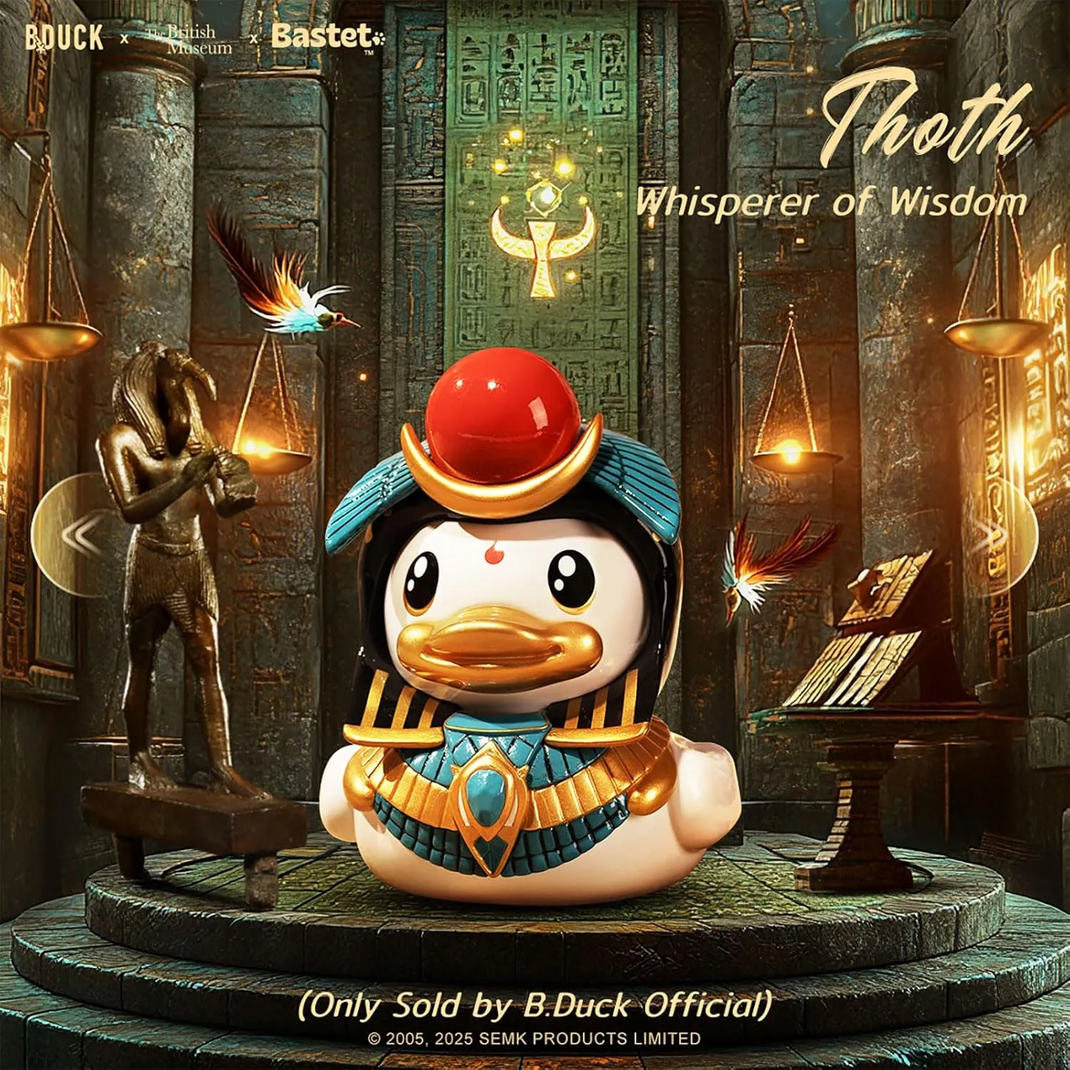 B.Duck x The British Museum Blind Box, Egyptian God Collectible Duck Figurines Series,Home Decorations, Holiday Birthday Gifts (B.Duck x Bastet Series, Single Box)