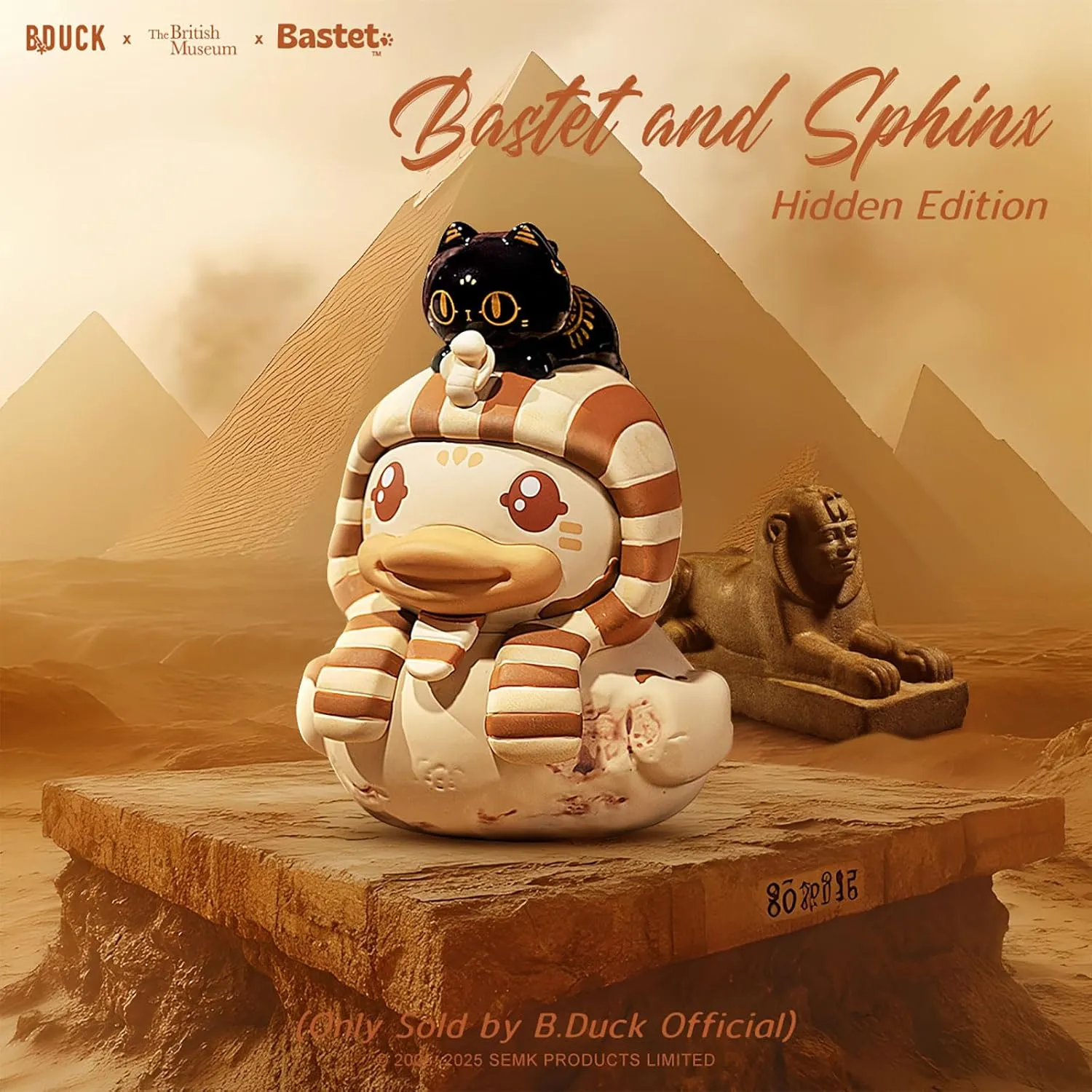 B.Duck x The British Museum Blind Box, Egyptian God Collectible Duck Figurines Series,Home Decorations, Holiday Birthday Gifts (B.Duck x Bastet Series, Single Box)