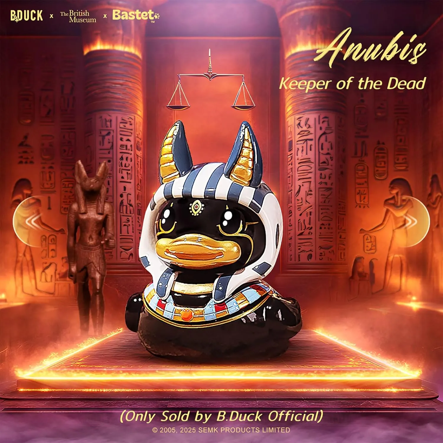 B.Duck x The British Museum Blind Box, Egyptian God Collectible Duck Figurines Series,Home Decorations, Holiday Birthday Gifts (B.Duck x Bastet Series, Single Box)