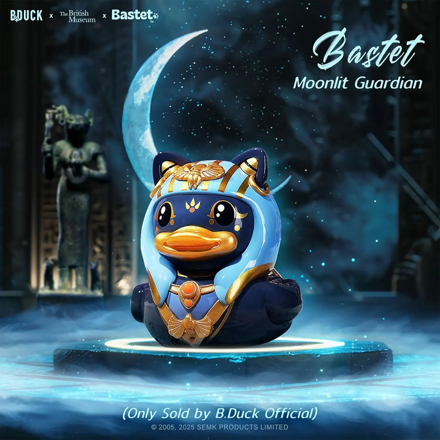 B.Duck x The British Museum Blind Box, Egyptian God Collectible Duck Figurines Series,Home Decorations, Holiday Birthday Gifts (B.Duck x Bastet Series, Single Box)