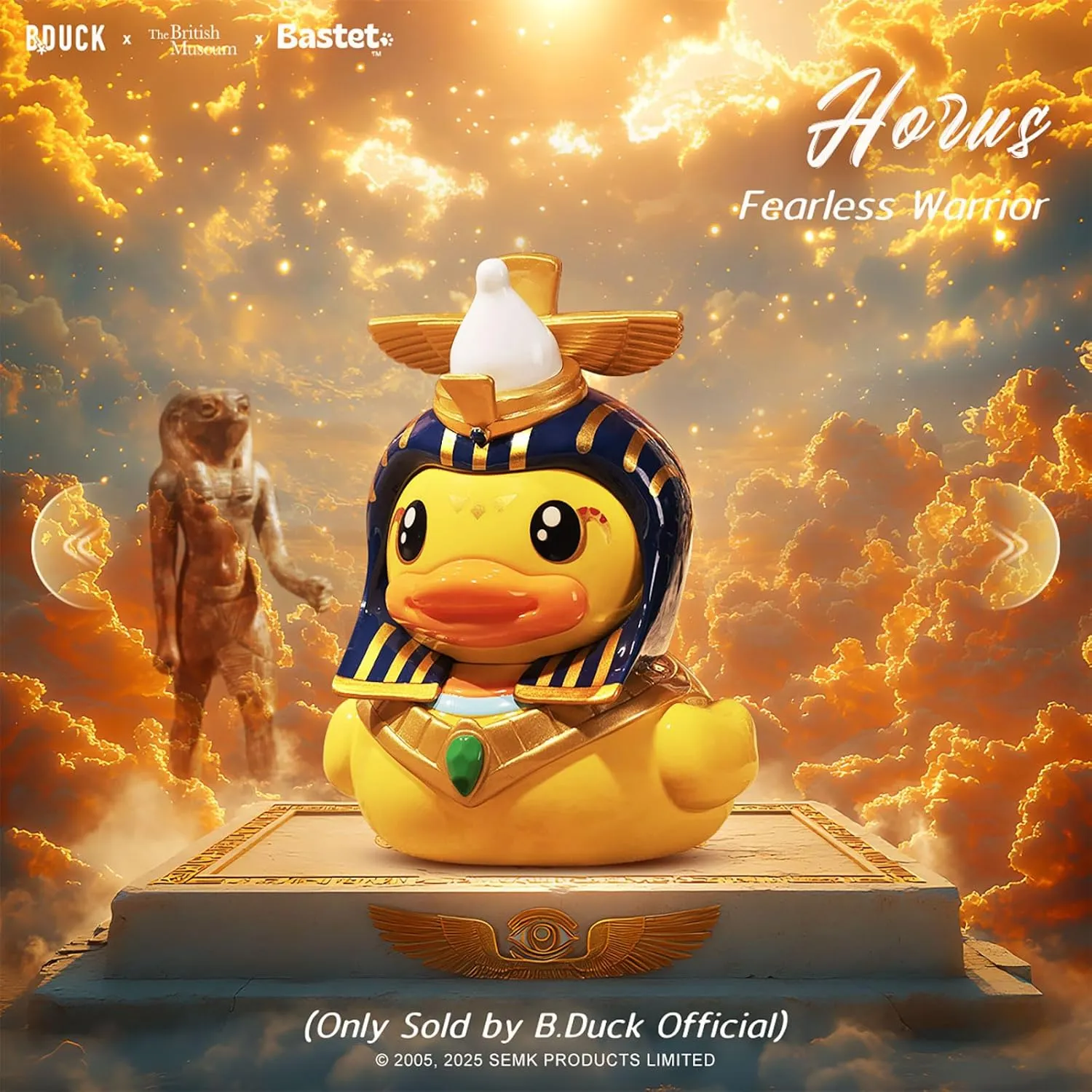 B.Duck x The British Museum Blind Box, Egyptian God Collectible Duck Figurines Series,Home Decorations, Holiday Birthday Gifts (B.Duck x Bastet Series, Single Box)