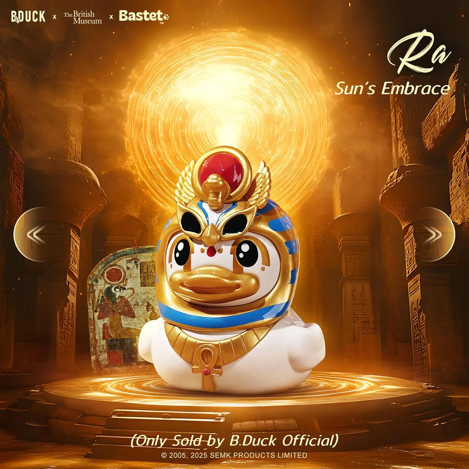 B.Duck x The British Museum Blind Box, Egyptian God Collectible Duck Figurines Series,Home Decorations, Holiday Birthday Gifts (B.Duck x Bastet Series, Single Box)