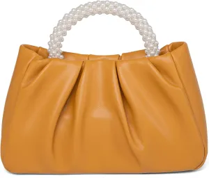 Beatfull Evening Purse Women Small Pearl Handbags Soft Leather Ruched Bag Wedding Bridal Clutch Party Prom Crossbody Purses