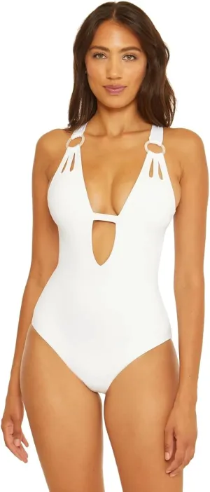BECCA by Rebecca Virtue Color Code Skylar Plunge One-Piece White SM