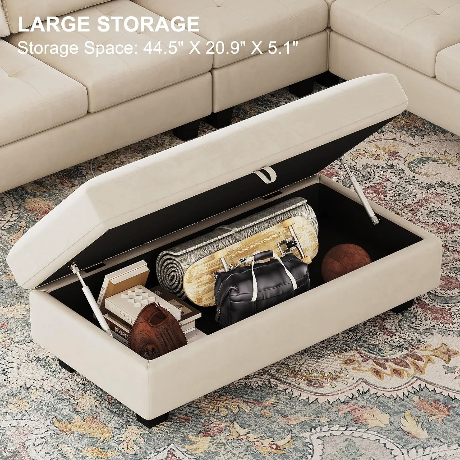 Belffin Oversized Modular Sectional Sofa U Shaped Sofa with Storage Ottoman Convertible 10-Seater Velvet Sectional Sofa with Chaises Beige