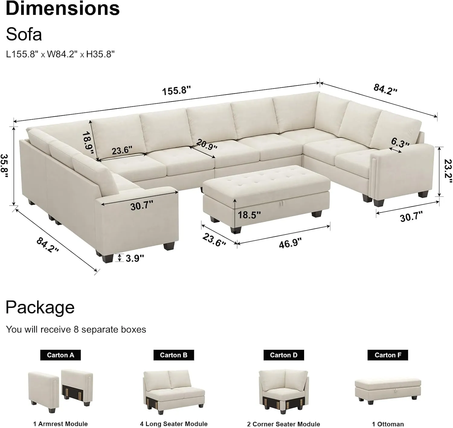 Belffin Oversized Modular Sectional Sofa U Shaped Sofa with Storage Ottoman Convertible 10-Seater Velvet Sectional Sofa with Chaises Beige