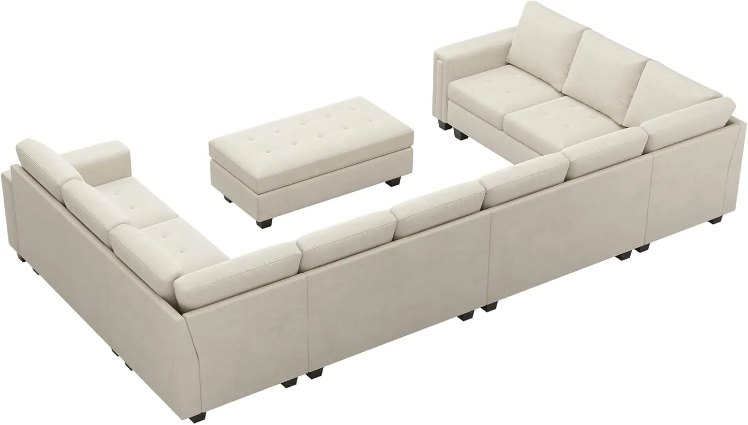 Belffin Oversized Modular Sectional Sofa U Shaped Sofa with Storage Ottoman Convertible 10-Seater Velvet Sectional Sofa with Chaises Beige