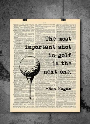 Ben Hogan Golf Quote - Dictionary Art Print - Vintage Dictionary Art Decor Home Vintage Art Abstract Prints Wall Art for Home Decor Wall Decorations - Print Only D190