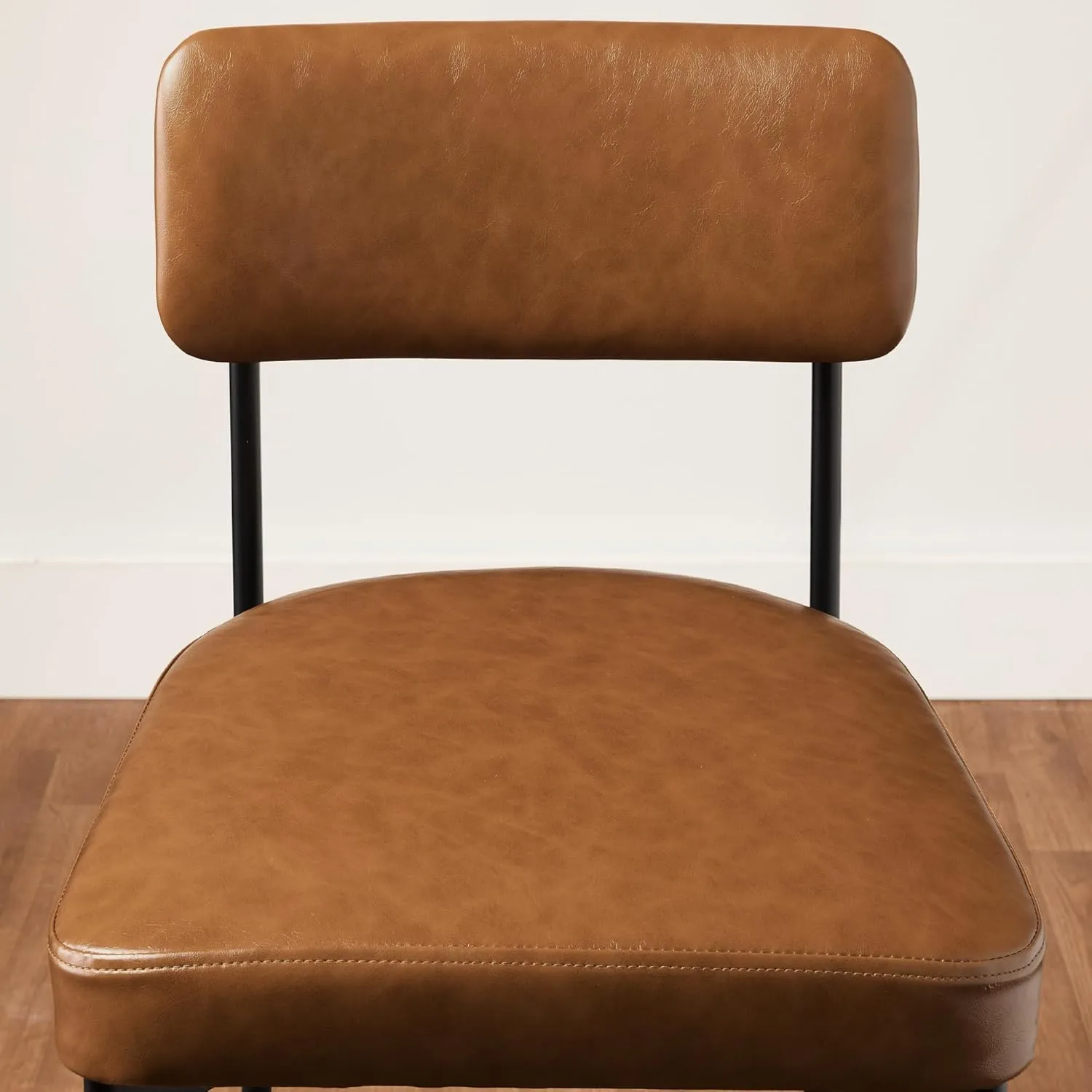 Best Choice Products Set of 3, Armless Counter Height Bar Stools, Modern PU Faux Leather Stools for Kitchen Island, Home, Dining - Camel Brown