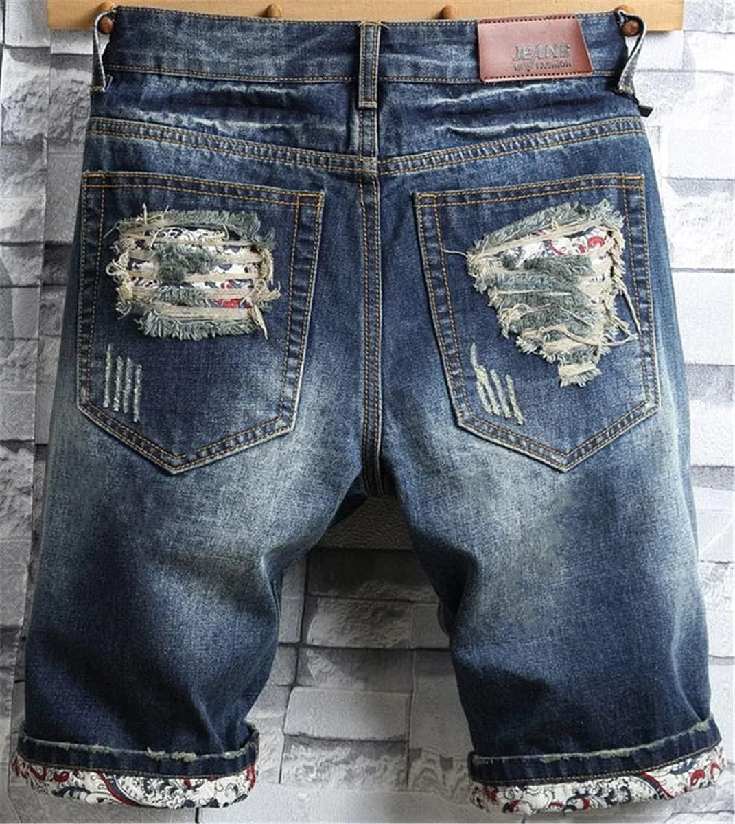 Betusline Mens Jean Shorts Distressed Ripped Denim Shorts Summer Casual Classic Straight Short Jeans