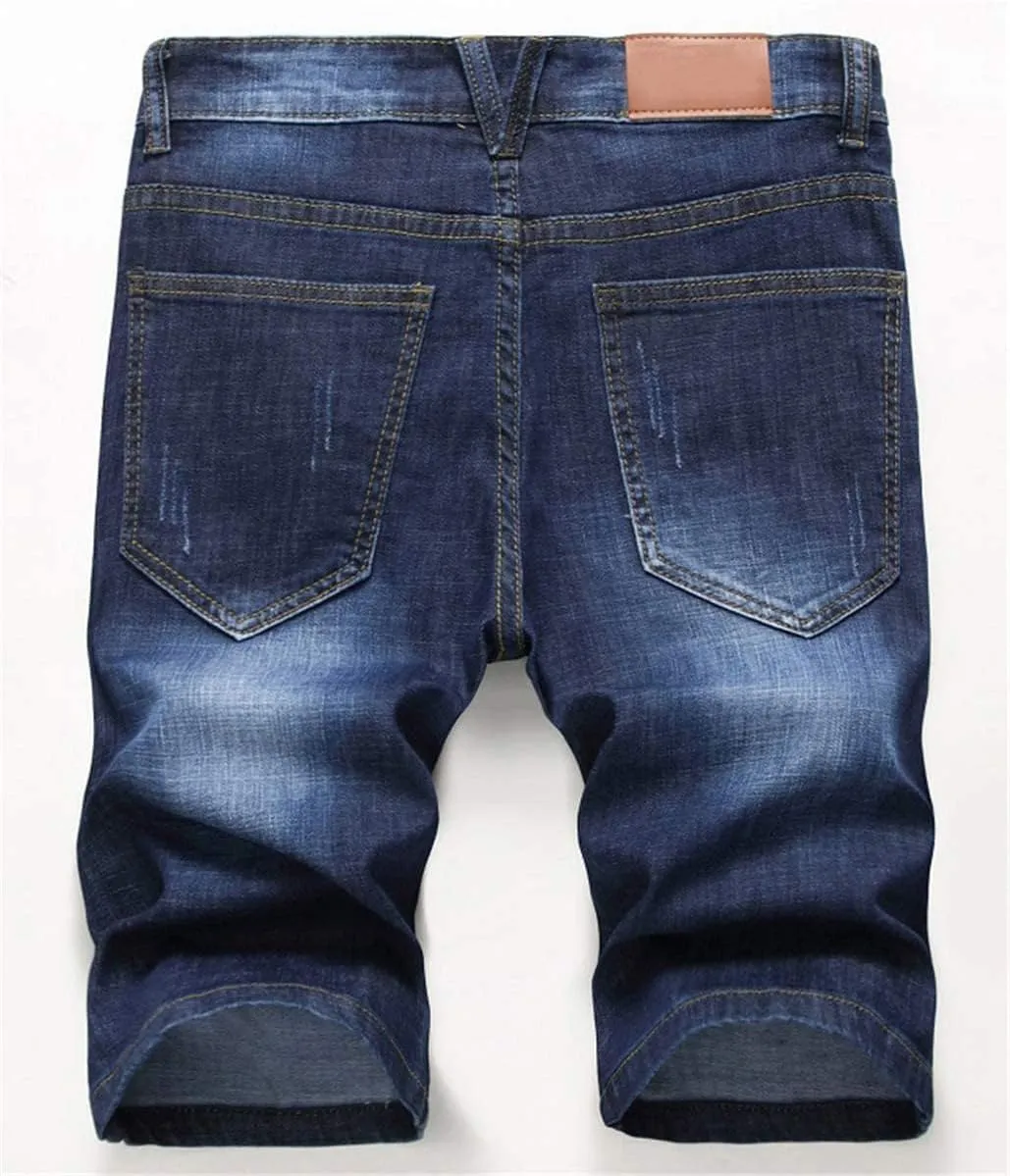 Betusline Mens Jean Shorts Distressed Ripped Denim Shorts Summer Casual Classic Straight Short Jeans
