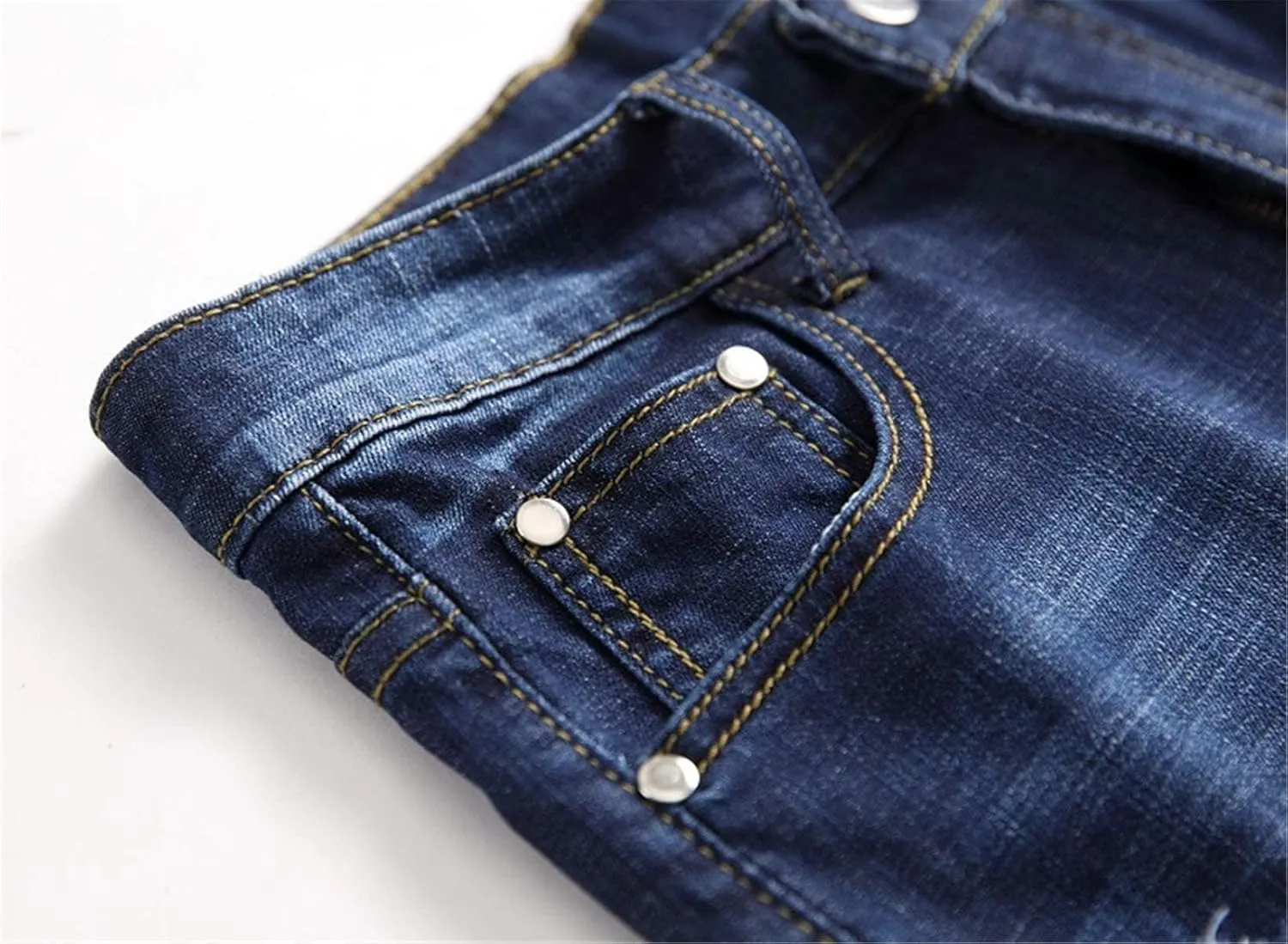Betusline Mens Jean Shorts Distressed Ripped Denim Shorts Summer Casual Classic Straight Short Jeans