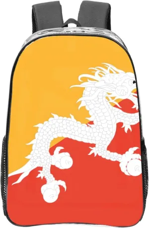 Bhutanese Flag Transparent Backpack-16-Inch Pvc Clear Backpack With Side Pockets,Black