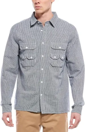 Billy Reid Mens Creek Linen-Blend Shirt, Xl, Blue