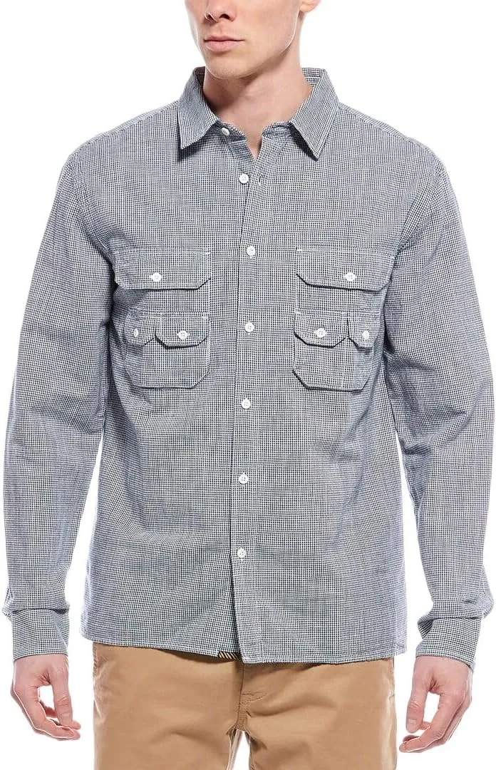 Billy Reid Mens Creek Linen-Blend Shirt, Xl, Blue