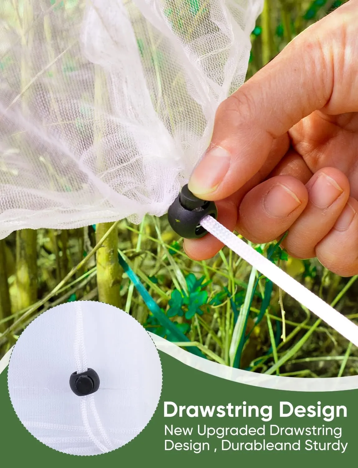 Bird Netting for Garden Protection - 4 Pack Garden Netting Pest Barrier with Drawstring,Mosquito Net Tomato Protective Cover Garden Plant Netting for Blueberry Bushes (5.3Ft x 5.3Ft/4 Pack)