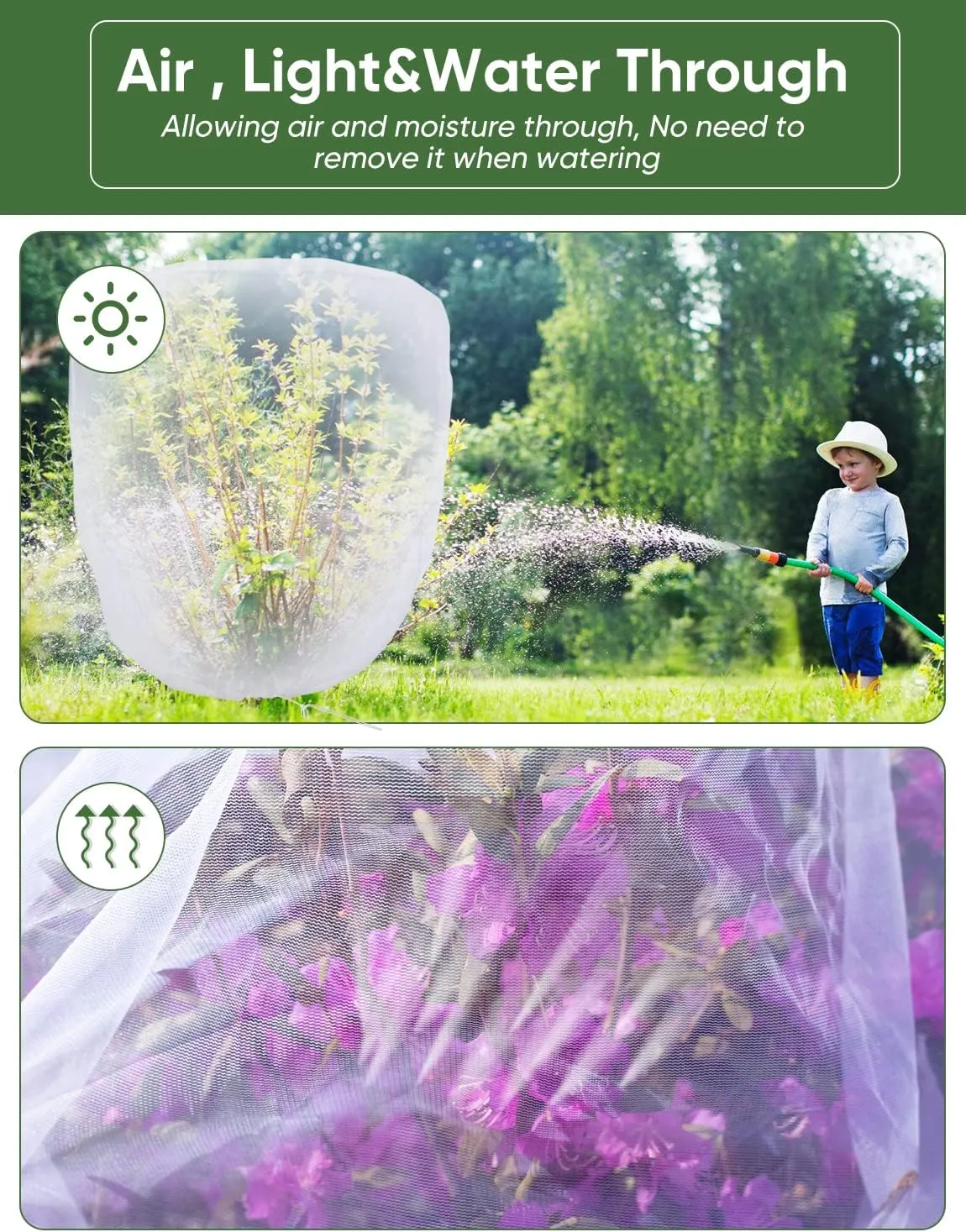 Bird Netting for Garden Protection - 4 Pack Garden Netting Pest Barrier with Drawstring,Mosquito Net Tomato Protective Cover Garden Plant Netting for Blueberry Bushes (5.3Ft x 5.3Ft/4 Pack)