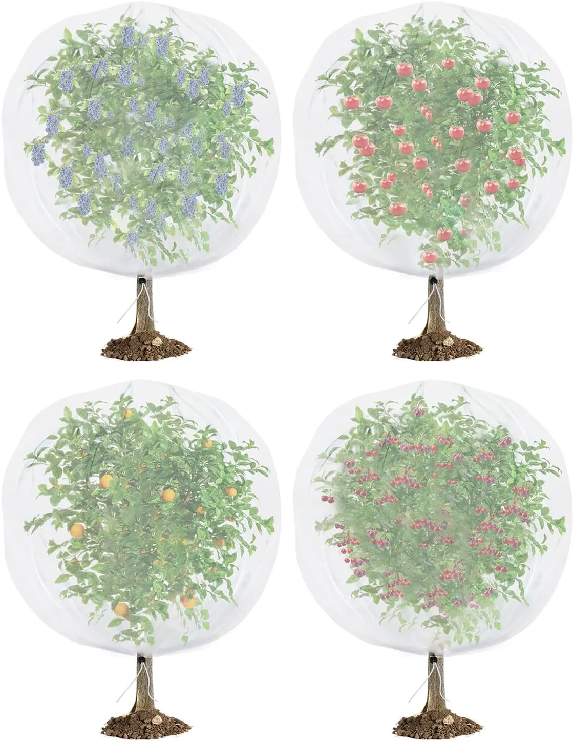Bird Netting for Garden Protection - 4 Pack Garden Netting Pest Barrier with Drawstring,Mosquito Net Tomato Protective Cover Garden Plant Netting for Blueberry Bushes (5.3Ft x 5.3Ft/4 Pack)