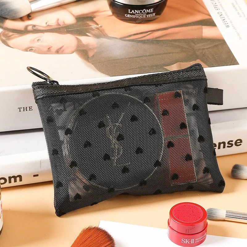 Black Love Mesh Portable Make Up Bag DP25A593