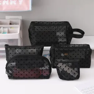 Black Love Mesh Portable Make Up Bag DP25A593