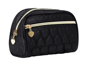 Black Quilted Heart Cosmetic Bag