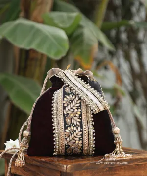 Black Velvet Potli With Gota Patti Work