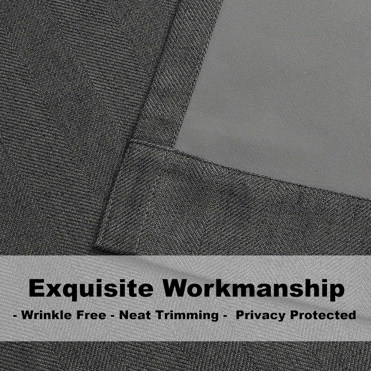 Blackout Linen Textured Curtains, 84 Inches Long, Set of 2 Panels Grommet Top for Living Room,W 52xL 84 Inch, Dark Grey