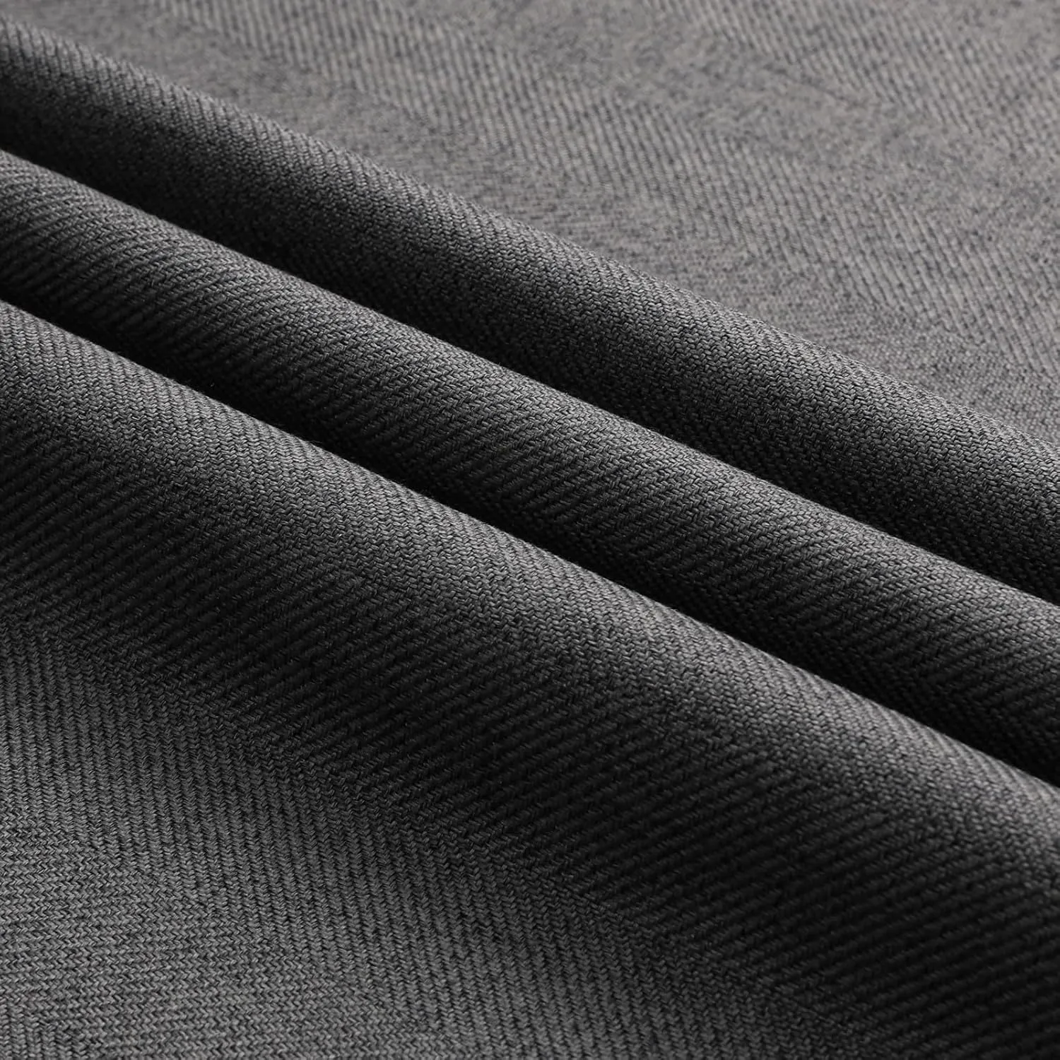 Blackout Linen Textured Curtains, 84 Inches Long, Set of 2 Panels Grommet Top for Living Room,W 52xL 84 Inch, Dark Grey